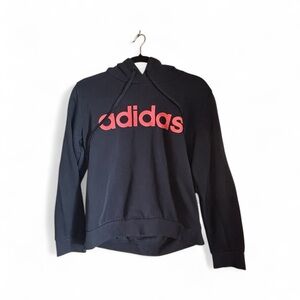 Adidas Blue Hoodie with Pink Logo Long Sleeve Size Large